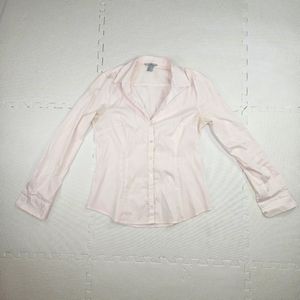 H&M Pink Fited Button Bown Blouse Size 10